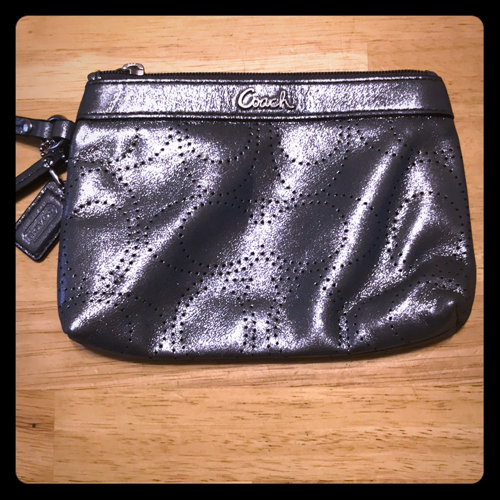Silver coach wristlet
